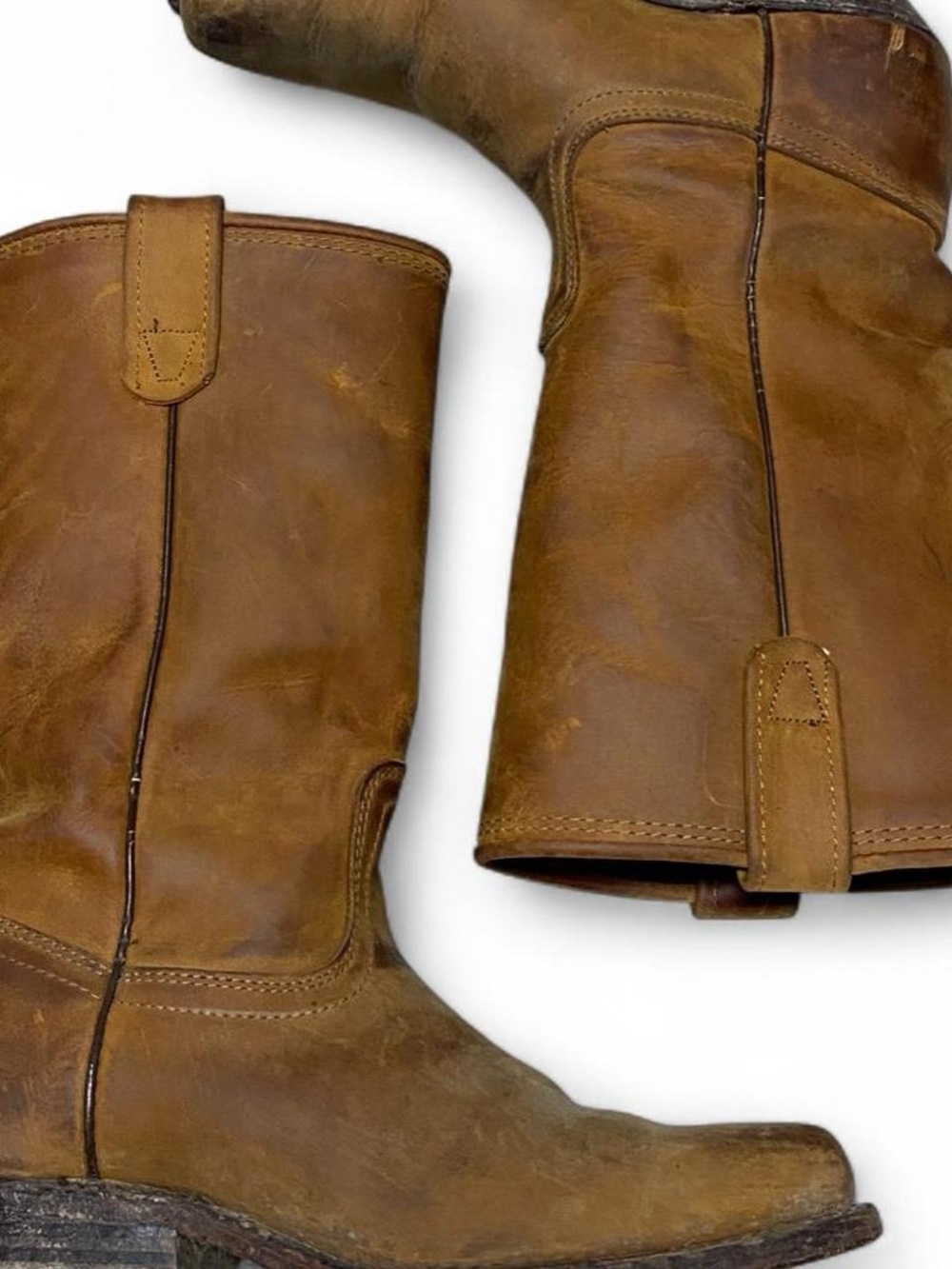 Vintage brown leather western cowboy boots